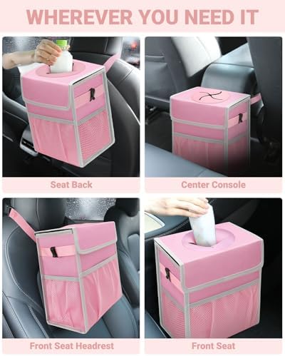 Capolo Car Trash Can with Lid, Leakproof Car Garbage Can Car Trash Bag - Image 6