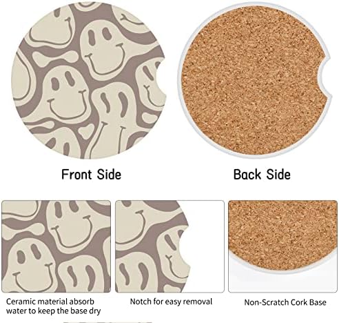 Car Coasters, 2.56 inches Ceramics Heat Resistant Anti Slip Cork Base Car - Image 3