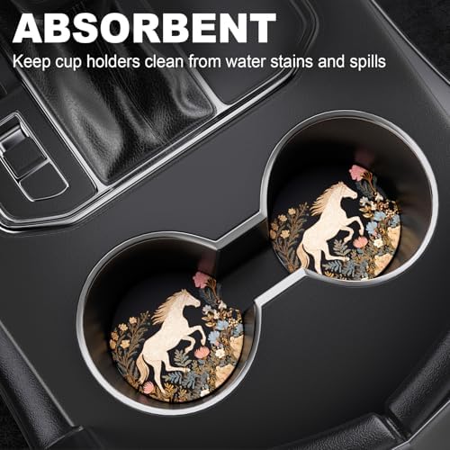 2 Pack Car Cup Holder Coaster, 2.63 inch Anti Slip Insert Absorbent Ceramic Car - Image 2