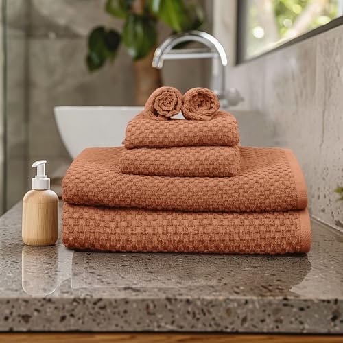 COTTON CRAFT Euro Spa Waffle Weave 6 Piece Towel Set - Image 2