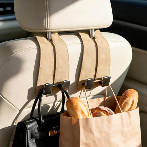 Amooca Car Headrest Hooks 2-Pack Suede Seat Organizer - Image 2