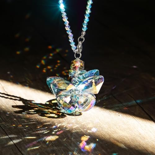 Crystal Glass Butterfly Car Key Charm Mirror Hanging Ornaments Gift - Image 6