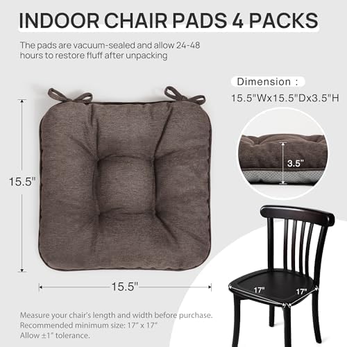 Love's cabin Memory Foam Chair Cushions Set of 4, 15.5 Inch - Image 2