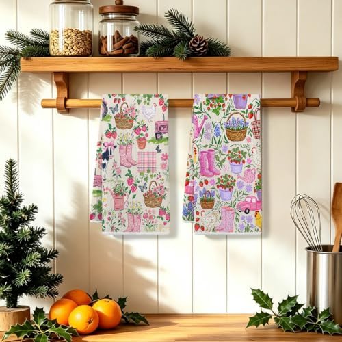2 Pcs Farm Animals Kitchen Towels, Chicken Soft Absorbent Hand Tea Towel - Image 5