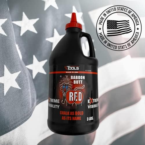 CE TOOLS 3LB Baboon Butt Red® EXTREME VISIBILITY Marking Chalk-Made in USA Red - Image 3