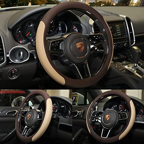 Steering Wheel Cover, Microfiber Leather Splicing - Image 3