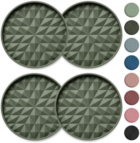 Silicone Car Coasters Set of 4, 2.75" Cup Holder Mats by Wingcases