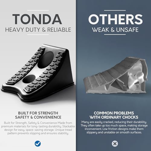 TONDA Wheel Chocks, Garage Parking Stops, Heavy Duty Wheel Wedge, 2 Pack - Image 4