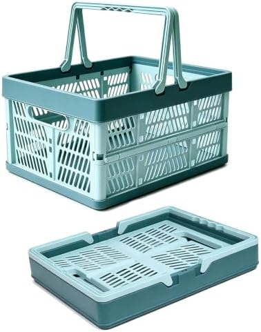 Collapsible Plastic Storage Crate - 32L Folding Organizer Basket Portable by Unknown