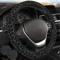 Leopard Black Steering Wheel Cover Cheetah 15in + 2 Cup Coasters by Unknown