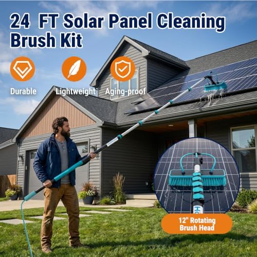 HoldwellS Solar Panel Cleaning Kit, 24FT Water Fed Pole - Image 2