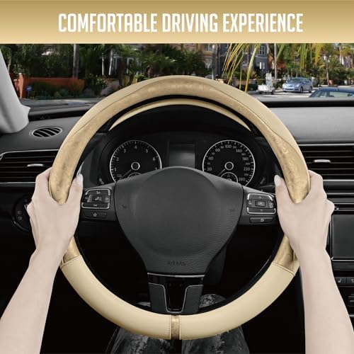 PIC AUTO Steering Wheel Cover, Universal Fit 14.5"–15.5", Soft PU Grain Leather - Image 5
