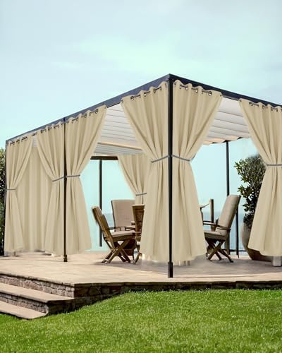 Grommet Outdoor Curtains for Patio Waterproof 8 Pcs 54x95 In Cream by HolidayIdeas