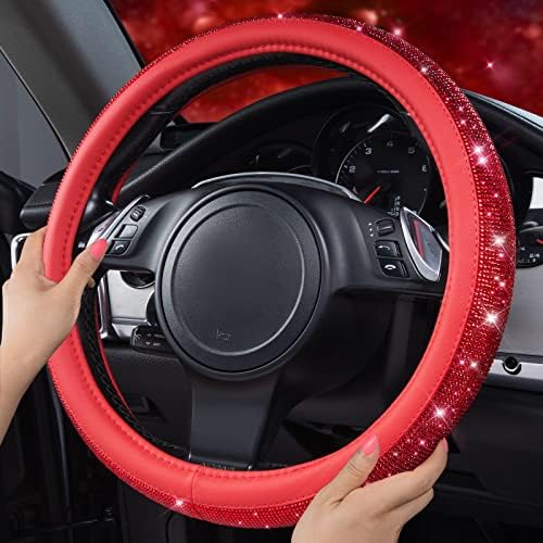 CAR PASS Bling Diamond Leather Steering Wheel Cover, - Image 6
