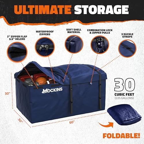Mockins 60"x30"x6" Navy Trailer Hitch Cargo Carrier w/ 500 Lbs Capacity - Image 5