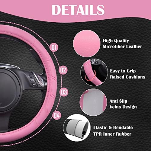 CAR PASS Line Rider Microfiber Leather Sporty 14.5-15 inch Car Steering Wheel - Image 4