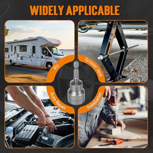 TONDA RV Scissor Jack Drill Adapter, 19mm Socket, 1/4 in Shank - Image 7