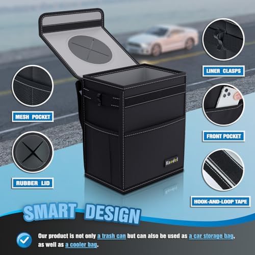 K KNODEL 2 Gallon Black Leak-Proof Waterproof Car Trash Can - Image 3