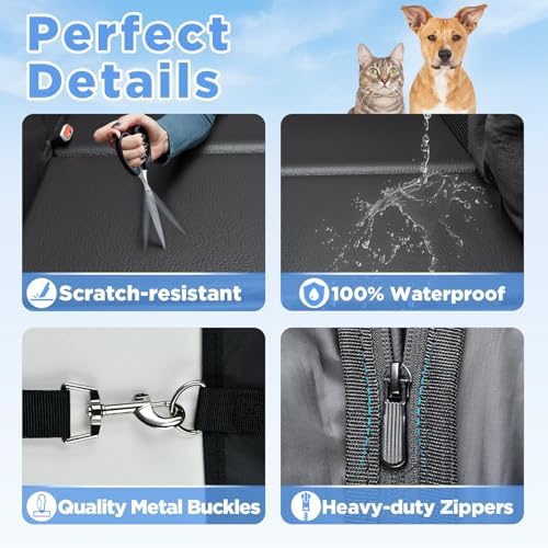 Hard Bottom Dog Car Seat Cover for Back Seat, PU Leather Dog Seat Extender - Image 4