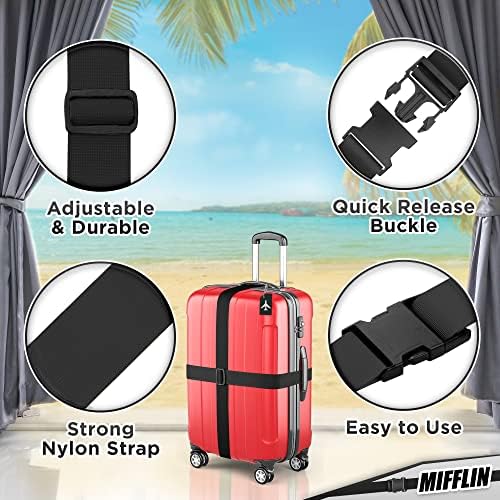 Luggage Straps - Black, 2 Inches Wide, 4 Pack - Adjustable Nylon Belt - Image 2
