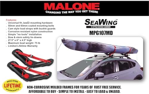 Malone SeaWing Saddle Style Universal Car Roof Rack Kayak Carrier - Image 2