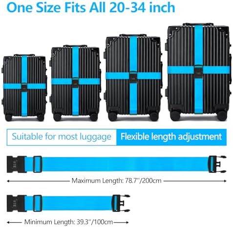 BILIONE 2 Pack Luggage Straps for Suitcase w/Password Lock & Tags - Image 2
