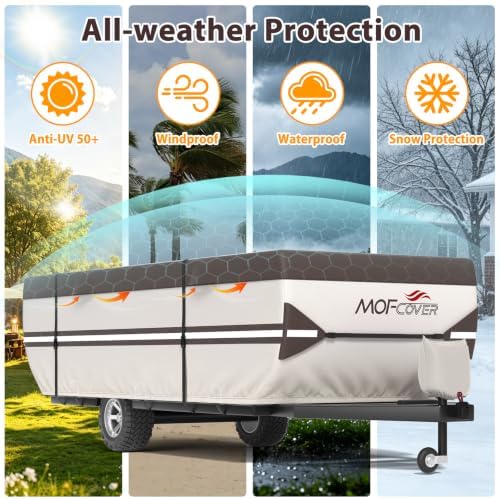 Pop Up Camper Cover, 9 Layers Waterproof 8-10ft RV Cover - Image 3
