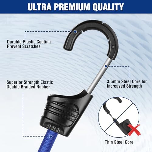 WORKPRO Bungee Cords with Hooks, 30-Piece Heavy Duty Outdoor Bungee Strap - Image 2