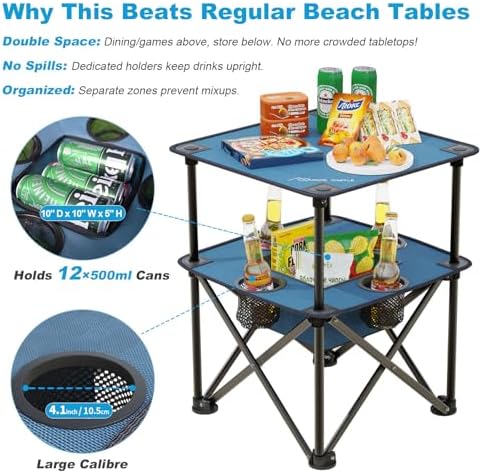 Folding Camping Table, Portable Outdoor Picnic Table, Lightweight Square Camp - Image 4