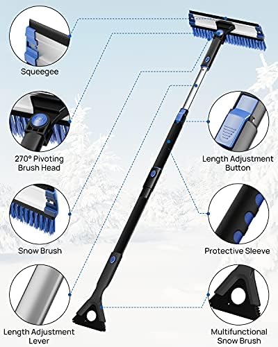 JOYTUTUS 61.3″ Ice Scraper and Long Handle Snow Brush, 270° Pivoting Extendable - Image 5