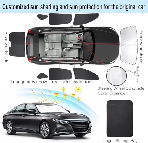8PCS Window Shades for 2018-2022 Honda Accord Sedan Accessories Foldable - Image 2
