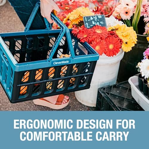 CleverMade Collapsible Shopping Basket, 24L Storage Crate, 1 Pack - Image 6