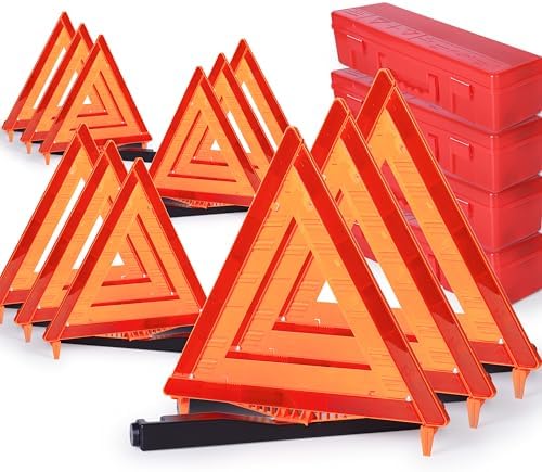 SAFEMATE 12 Pack Warning Triangle DOT Approved, Foldable Emergency Safety by SAFEMATE