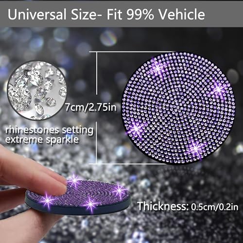 NBTEPEM 4pcs Bling Car Cup Holder Coaster, 2.75 inch Anti-Slip Shockproof - Image 2