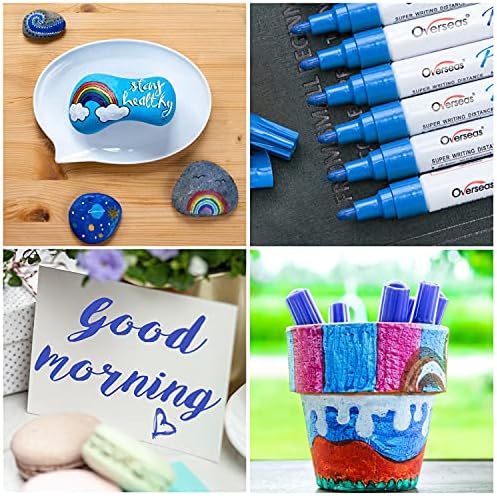 Lesun Overseas 12 Blue Paint Pens Permanent Markers, Oil Based Paint Markers - Image 3