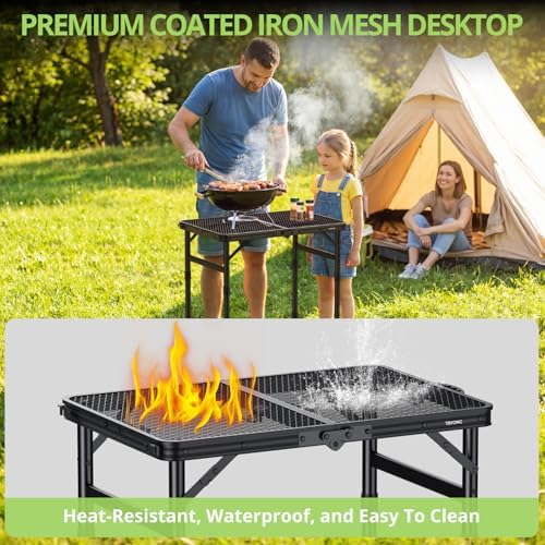 2ft Portable Grill Table, Heat-Resistant Tabletop 3 Heights 27.5" - Image 4