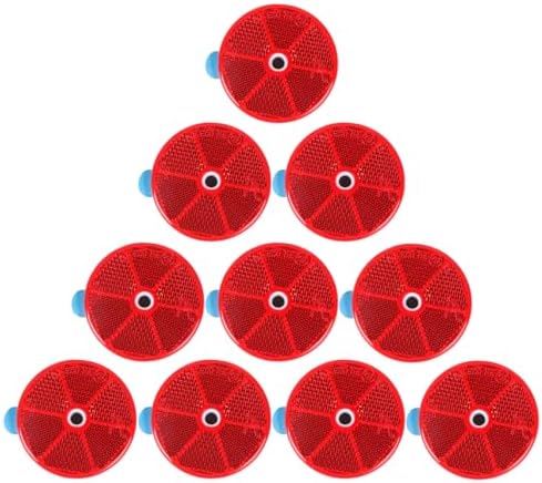 10 Pack Red Self Adhesive and Screw on Round Reflectors DOT by YinaolanAutomotiveParts