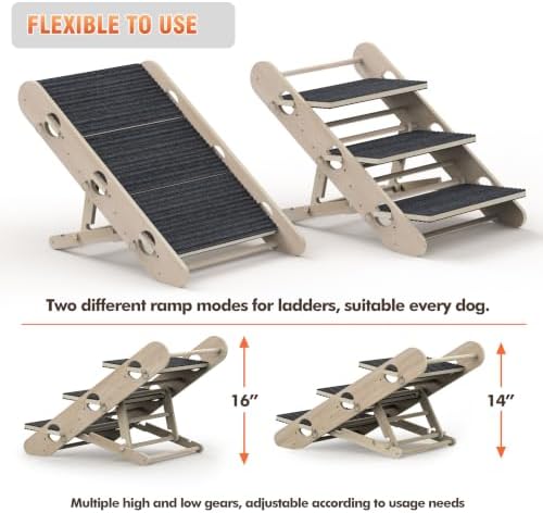 Dog Ramp for Bed, Foldable 15"x27" Solid Wood Pet Ramp for Small Dog - Image 4