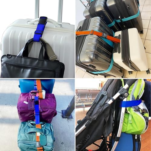 4 Pack Luggage Straps for Carry On Bag Multiple Suitcases, Light Blue - Image 6