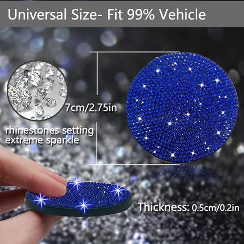NBTEPEM 4pcs Bling Car Cup Holder Coaster, 2.75 inch Anti-Slip Shockproof - Image 2