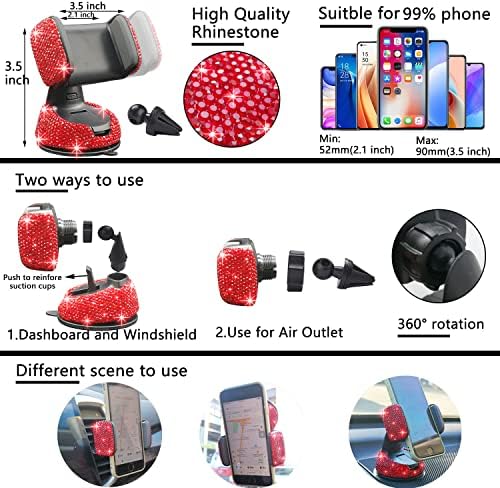 NBTEPEM 27 PCs Red Bling Car Accessories Set - Image 5