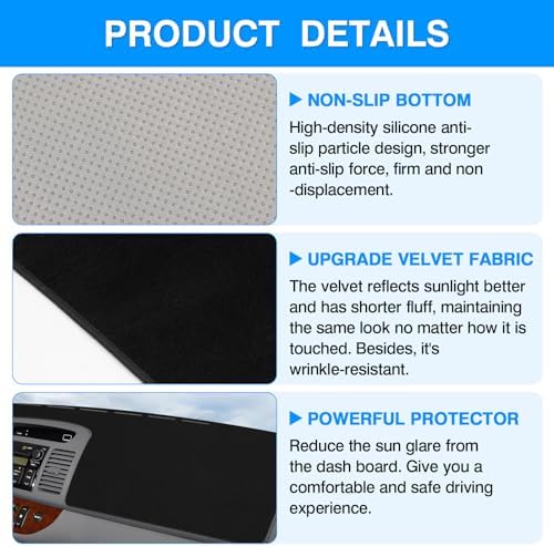 Autorder Dashboard Cover Mat for 2000-2006 Toyota Camry Accessories Dash Cover - Image 6