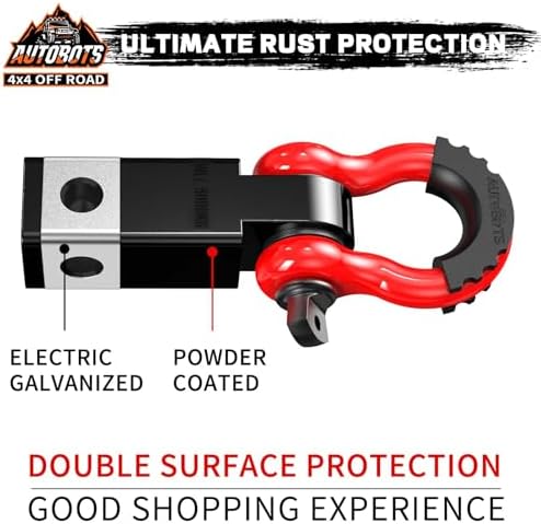 AUTOBOTS Tow Hitch Receiver 2" Shackle Hitch Receiver Red - Image 3