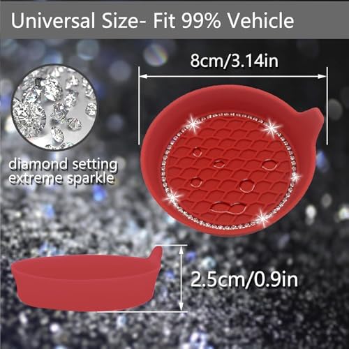 NBTEPEM 4pcs Bling Car Cup Holder Coaster, 2.75 inch Anti-Slip Shockproof - Image 2