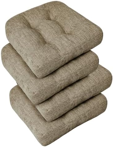 downluxe Chair Cushions for Dining Chairs 4 Pack, Tufted Indoor Chair Pads by Downluxe