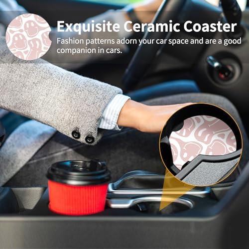 Car Coasters, 2.56 inches Ceramics Heat Resistant Anti Slip Cork Base Car - Image 5