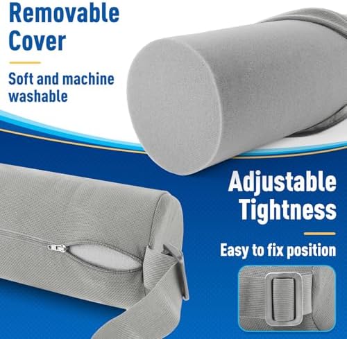 CushZone Memory Foam Lumbar Roll Support Pillow, Light Gray - Image 4