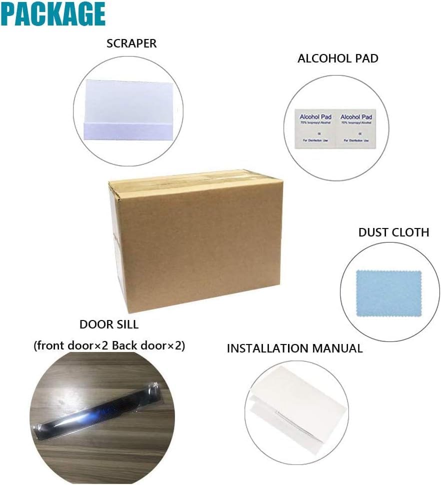 LEXLEY Carbon Fiber Style Leather Door Sill Protector, Scuff Plate Cover Guard - Image 5