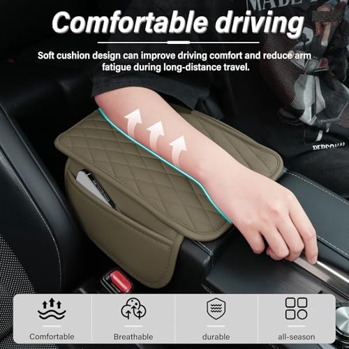Amiss Car Center Console Cover, Upgraded Leather Car Armrest Cushion - Image 6
