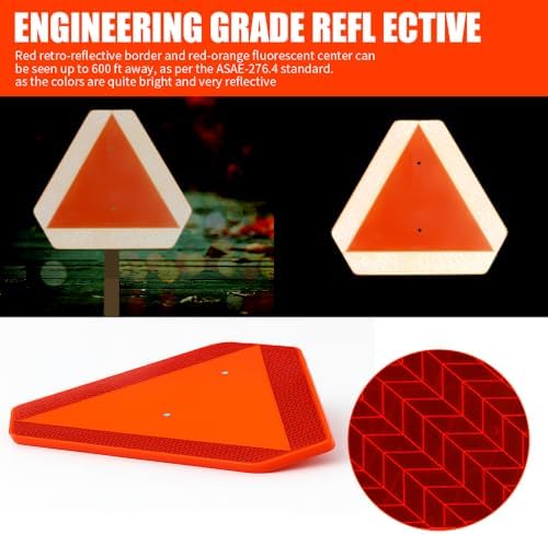 Slow Moving Vehicle Sign Triangle Sign 14"x16" Engineering Grade Reflective Up - Image 2